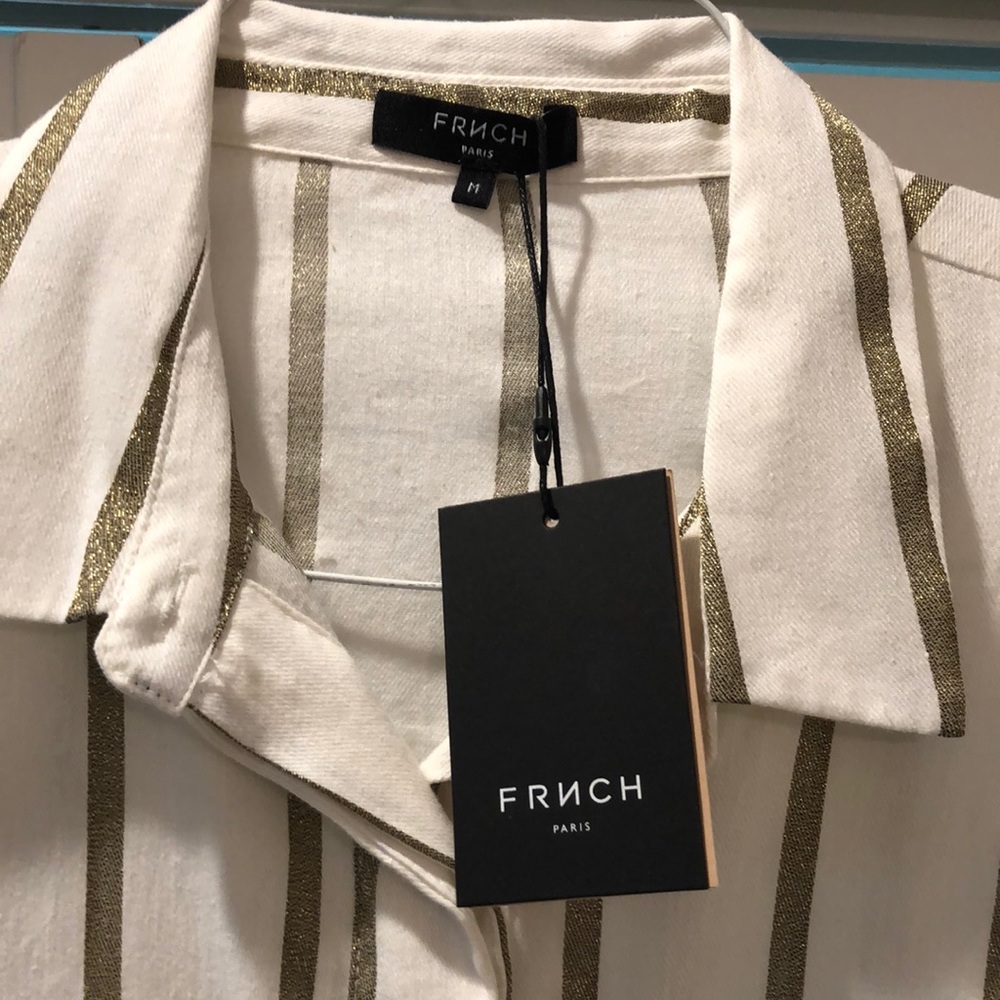 Boutique gold/white striped dress.  NWT   Size S/M - Picture 3 of 5